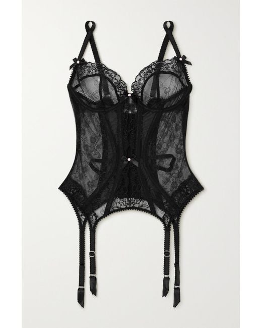 Agent Provocateur Edwina Bow-detailed Lace Basque in Black | Lyst