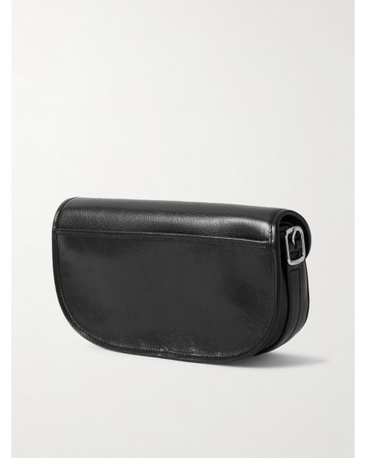 Bally Black Beckett Embellished Glossed Textured-Leather Shoulder Bag