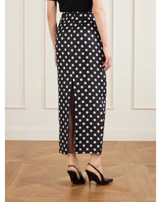 Khaite White Winton Polka-Dot Silk Midi Skirt