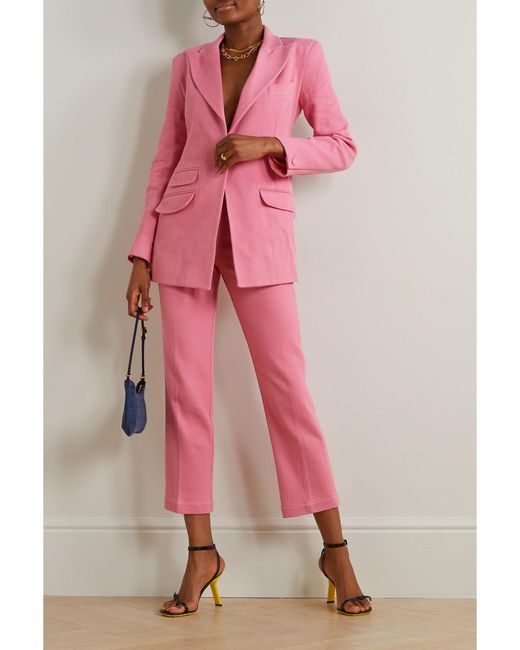 Thebe Magugu Pink Tie-Detailed Open-Back Wool-Twill Blazer