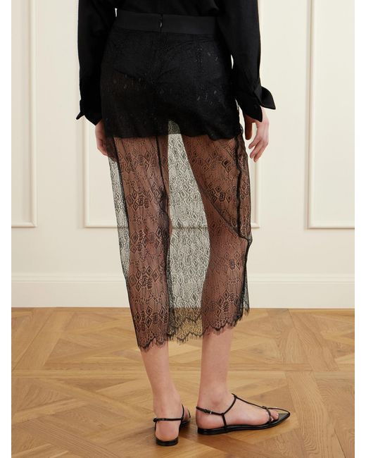Frankie Shop Black Alrose Metallic Lace Midi Skirt