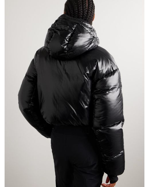Aztech Mountain Black Daisy Nuke Cropped Quilted Glossed-Shell Down Jacket