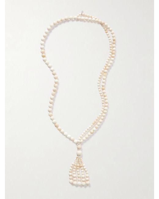 Le Sundial White Venice Opera Tasseled Stone Necklace