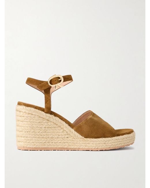 Gianvito Rossi Natural 90 Suede Espadrille Wedge Sandals
