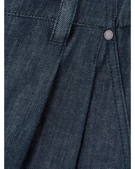 Brunello Cucinelli Blue Pleated Denim Shorts