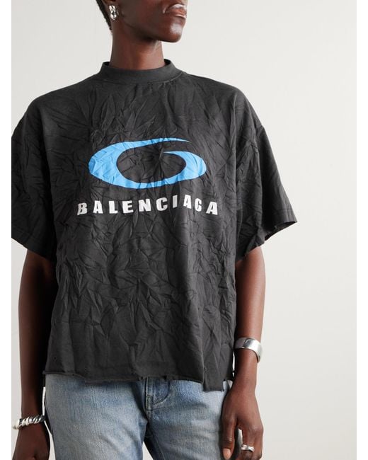 Balenciaga Loop Sports Icon Cropped T-Shirt in Black | Lyst
