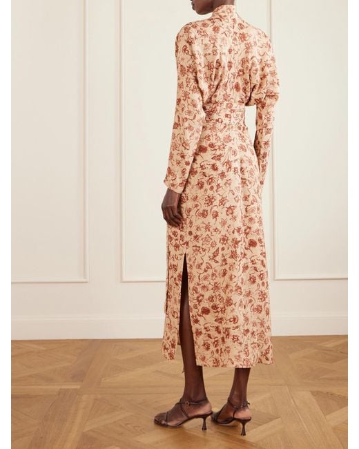 Loro Piana White Laura Floral-Print Silk Midi Dress