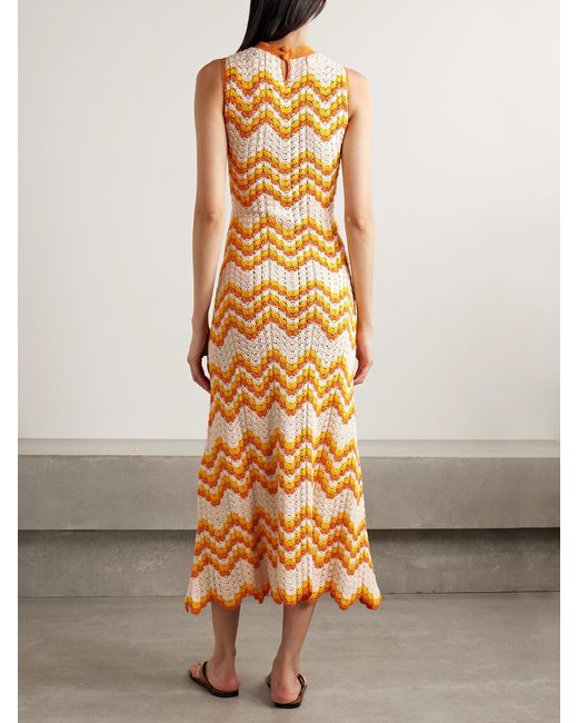 Escvdo Metallic Huayna Crocheted Organic Cotton Maxi Dress