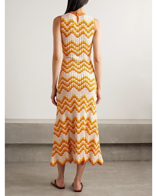 Escvdo Metallic Huayna Crocheted Organic Cotton Maxi Dress