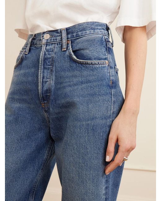 Agolde Blue Ren Long High-Rise Wide-Leg Jeans