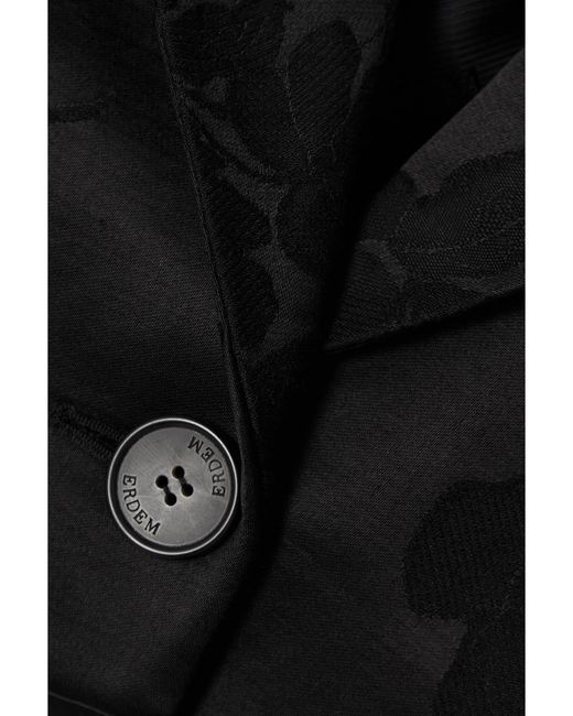 Erdem Black Genevieve Cropped Wool-Blend Jacquard Blazer