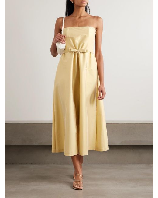 BERNADETTE Natural Bodette Strapless Bow-Detailed Taffeta Midi Dress