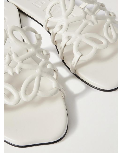 Loewe White Petal Anagram Leather Slides