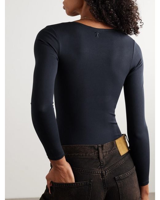 The Park Blue Donna Stretch-Tencel Lyocell Thong Bodysuit