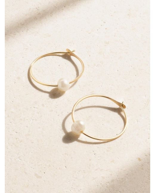 Melissa Joy Manning Natural 14-Karat Recycled Pearl Hoop Earrings