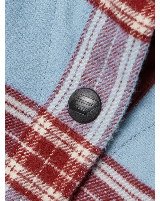 Aztech Mountain Blue Loge Peak Shell-Trimmed Checked Cotton-Flannel Shirt