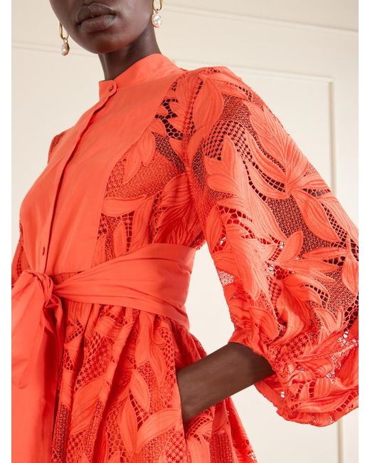 Erdem Bow-Detailed Embroidered Poplin And Lace Midi Dress