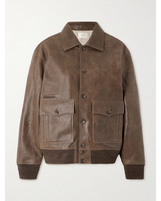 Aimé Leon Dore Brown Leather Jacket