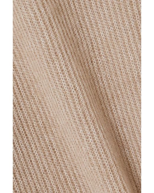 Brunello Cucinelli Natural Ribbed Alpaca And Cotton-Blend Midi Dress
