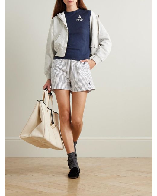 Sporty & Rich Blue Vendome Embroidered Merino Wool T-Shirt