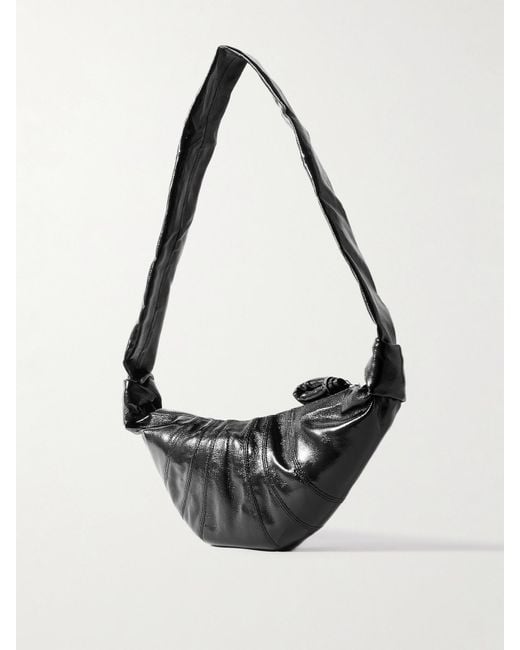 Lemaire Black Croissant Kleine Schultertasche Aus Beschichtetem Canvas