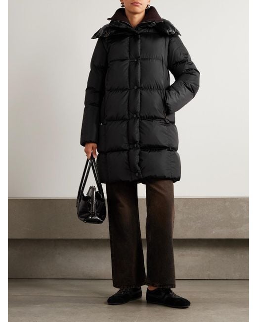 Moncler Black Appliquéd Hooded Shell Down Coat