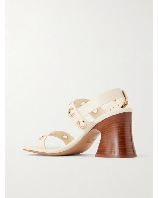 Chloé Natural Embellished Leather Sandals