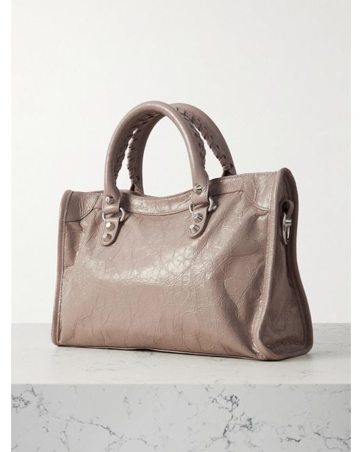 Balenciaga Natural Le City Small Embellished Textured-Leather Tote