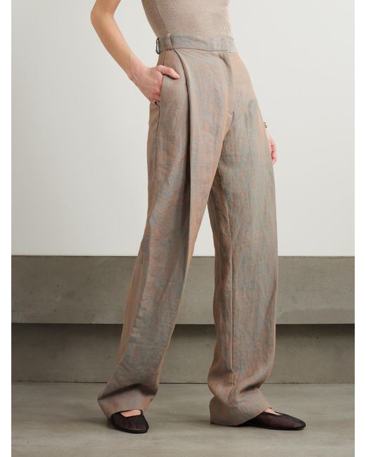 TOVE Natural Aleen Pleated Hemp Straight-Leg Pants