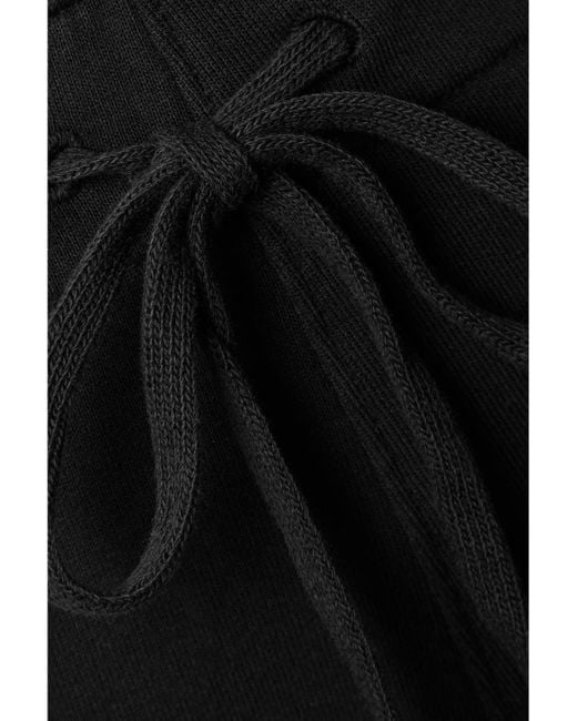 Nili Lotan Black Kiki Cropped Voile-Trimmed Cotton-Jersey Track Pants