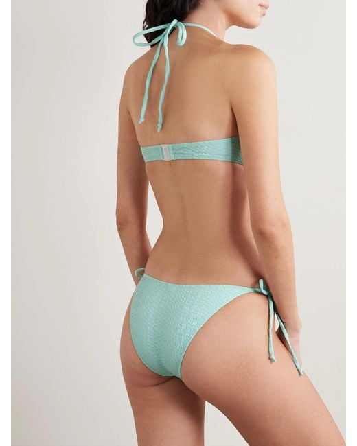 Lisa Marie Fernandez Blue Gathered Seersucker Halterneck Bikini