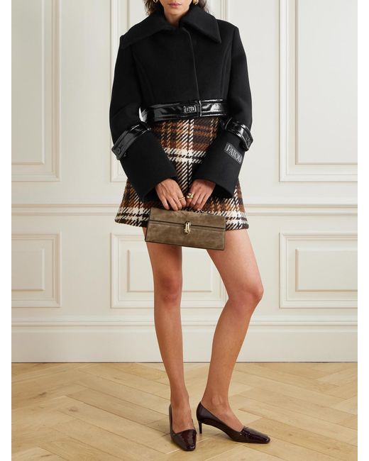 Patou Metallic Checked Wool-Blend Mini Skirt