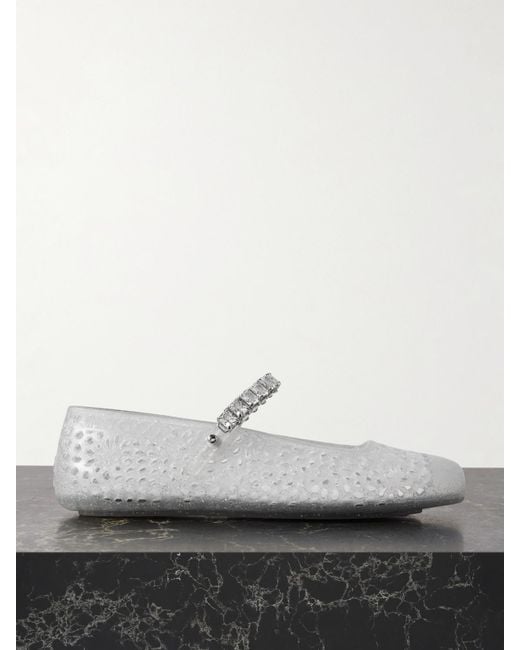 Ballerines En Tpu À Paillettes Et À Cristaux The Jelly Jimmy Choo en coloris White