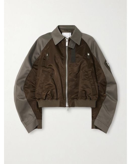 Sacai Brown Cotton-Canvas And Shell Bomber Jacket