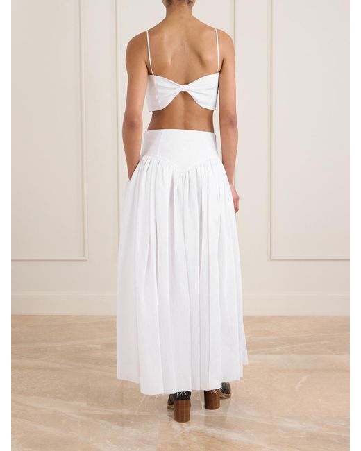 Gabriela Hearst White Blazie Cropped Linen Top