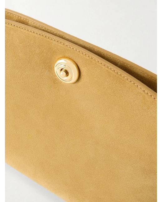 Liffner Natural Pushlock Suede Clutch
