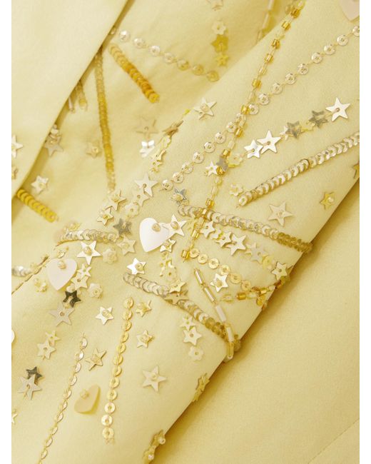 BERNADETTE Metallic Louis Embellished Silk-Blend Satin Shirt