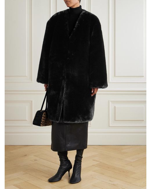 Frankie Shop Black Matera Oversized Plush Coat