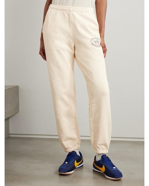 Sporty & Rich Natural Riding Club Printed Cotton-Jersey Tapered Sweatpants