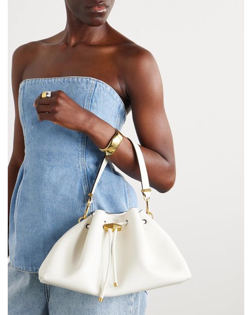 Jimmy Choo Natural Cinch Leather Shoulder Bag