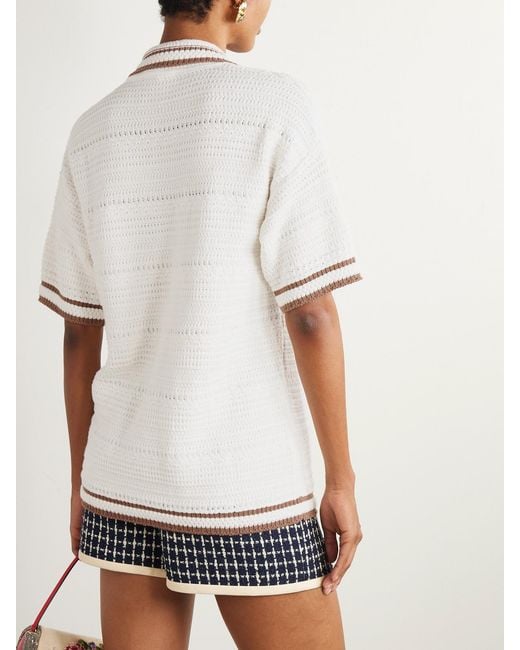 Veronica Beard White Striped Cotton Cardigan