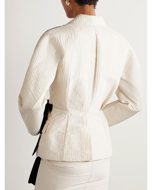 Lanvin Natural Belted Textured-Satin Jacket