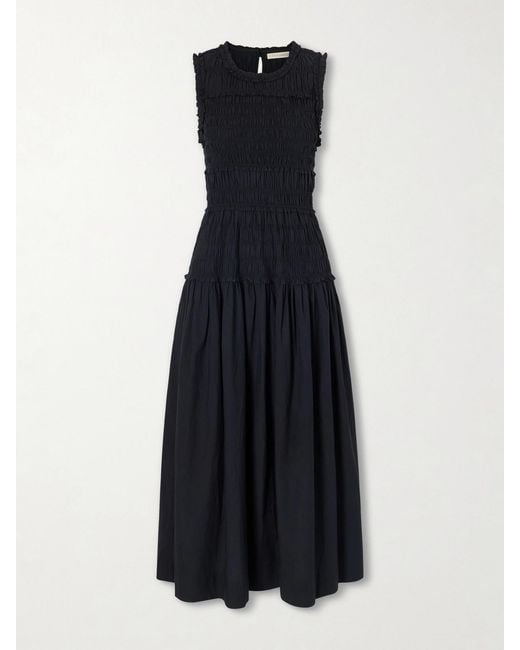 Doen Blue Mallory Cotton-Poplin Midi Dress