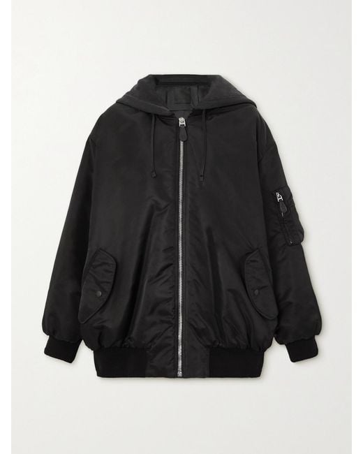 Givenchy Black Oversized Hooded Jersey And Shell Bomber Jacket