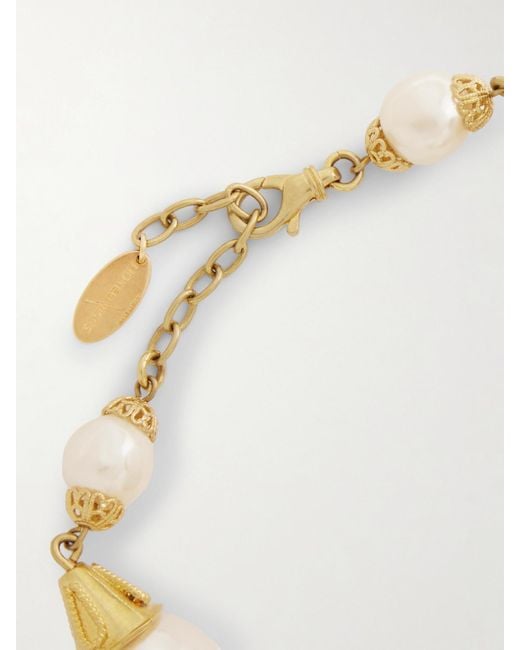 Sonia Petroff White Cascata Tasselled-Plated Faux Pearl Necklace