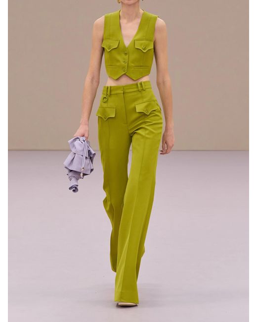 Zimmermann Green Luna Cropped Twill Vest