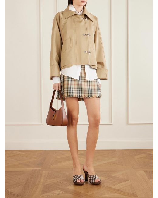 Burberry Brown Le Potter Embellished Checked Woven Mules