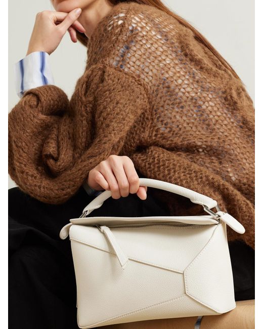 Sac Porté Épaule En Cuir Texturé Puzzle Edge Small Loewe en coloris White
