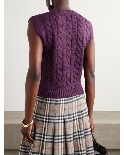 Bally Purple Cable-Knit Wool Vest