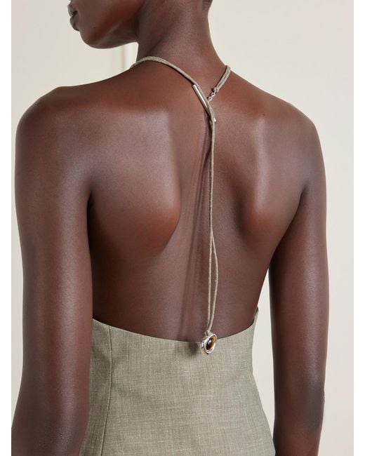 Christopher Esber Natural Banyan Crystal-Embellished Wool And Linen-Blend Vest
